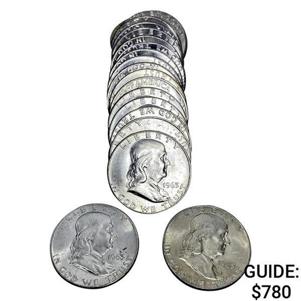 1962-1963 D BU Franklin Half Dollar Roll (20 coins)