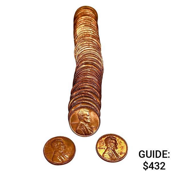 1947 BU Lincoln Cent Roll (50 Coins)