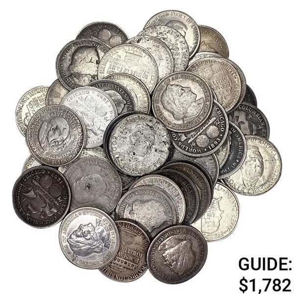 1893-1950's Silver Commemorative 50c Lot (54 Coins)
