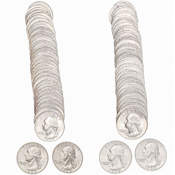 [77 Coin] 1963-1964 [2 Rolls] of Quarters