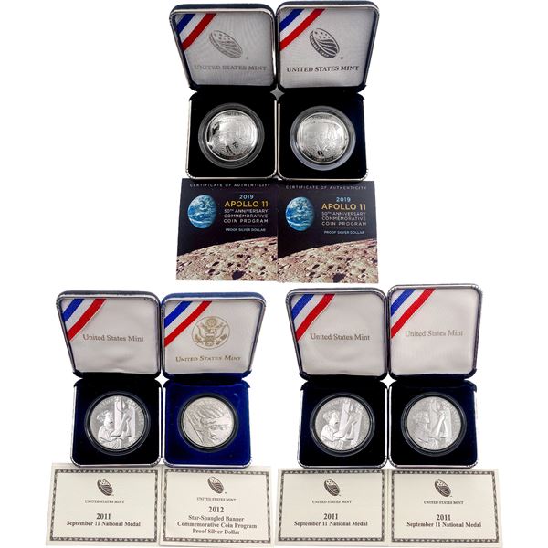 [6] 2011-2019 U.S. Mint 1oz. SILV. Commem. & Medal