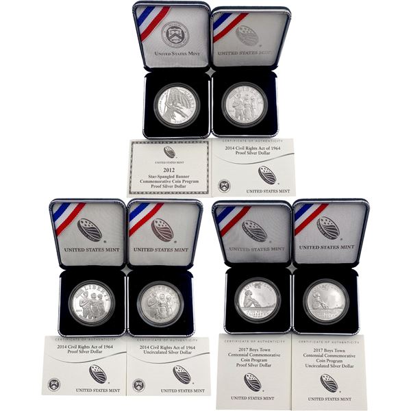[6] 2012-2017 U.S. Mint 1oz. Silver Commem. $1