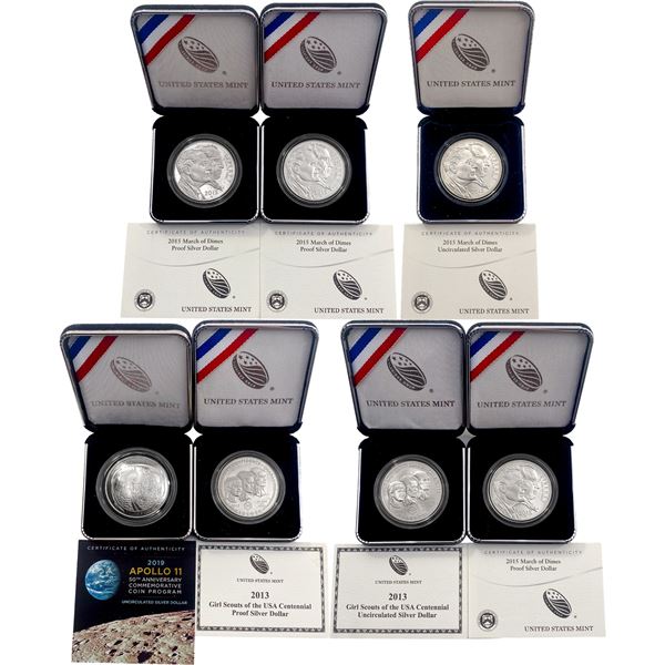 [7] 2013-2019 1oz. SILV US Mint PF &UNC Commem. $1