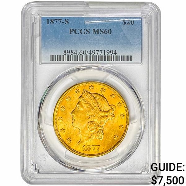 1877-S $20 Gold Double Eagle PCGS MS60