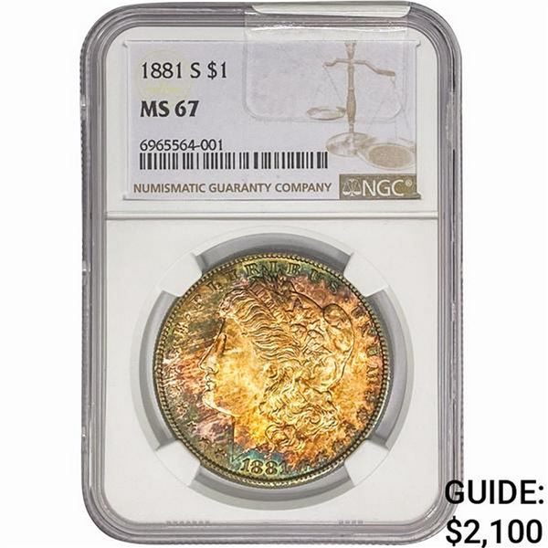 1881-S Morgan Silver Dollar NGC MS67