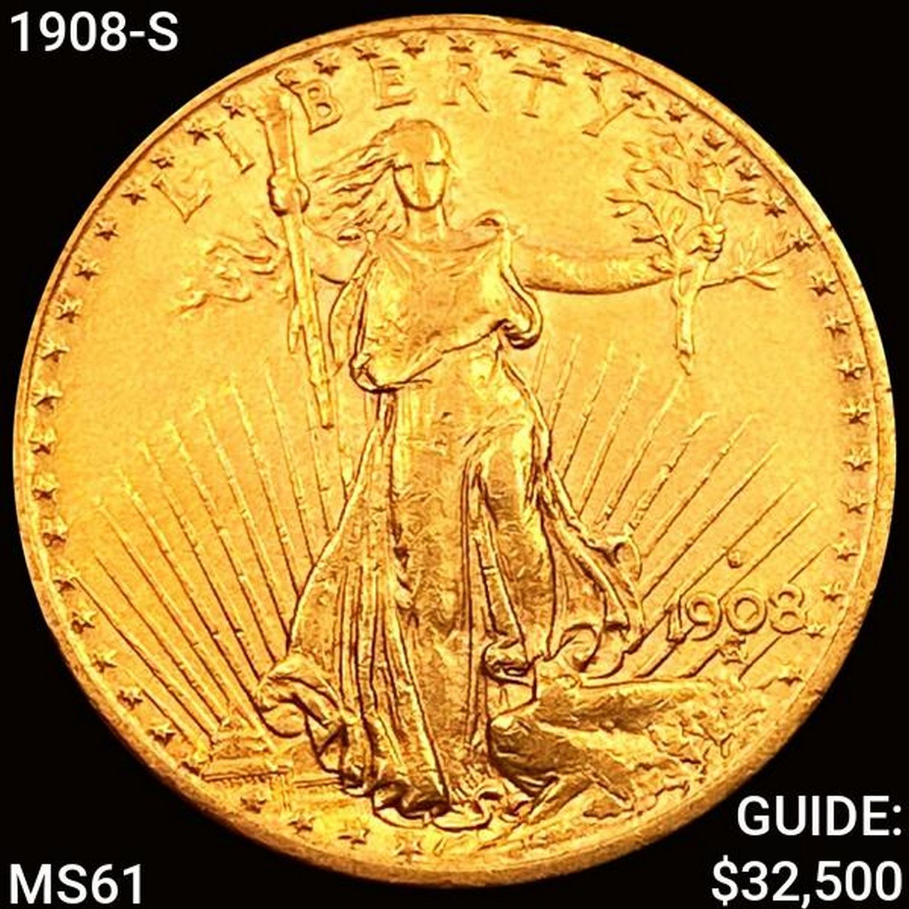 1908-S $20 Gold Double Eagle UNCIRCULATED