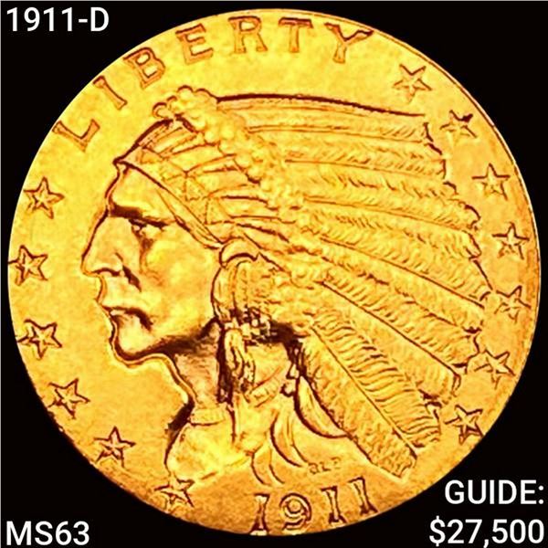 1911-D $2.50 Gold Quarter Eagle CHOICE BU