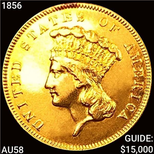 1856 $3 Gold Piece CHOICE AU