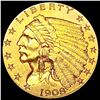 Image 1 : 1908 $2.50 Gold Quarter Eagle CLOSELY UNCIRCULATED
