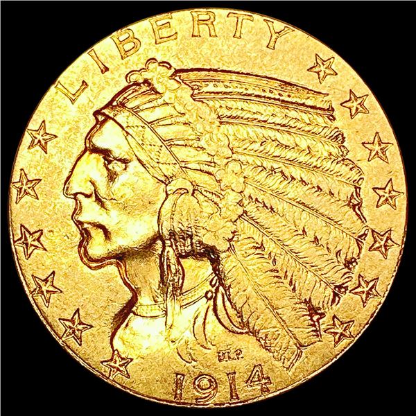 1914 $5 Gold Half Eagle CHOICE AU
