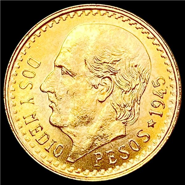 1945 Mexico Gold 2.5 Pesos 0.0602oz CHOICE BU