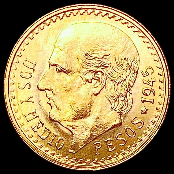 1945 Mexico Gold 2.5 Pesos 0.0602oz CHOICE BU