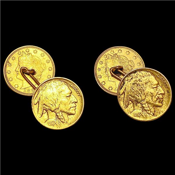 1883-1913 Rackateer Nickel Cuff Links HIGH GRADE
