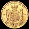 Image 2 : 1874 Sweden Gold 10 Kronor 0.1296oz CLOSELY UNCIRCULATED
