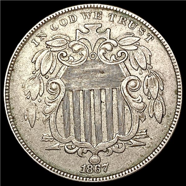 1867 No Rays Shield Nickel LIGHTLY CIRCULATED