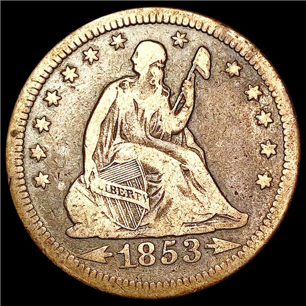 1853 Arrows Rays Seated Liberty Quarter NICELY CIRCULATED