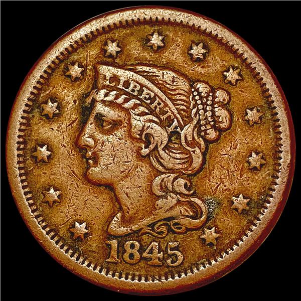 1845 Braided Hair Large Cent LIGHTLY CIRCULATED