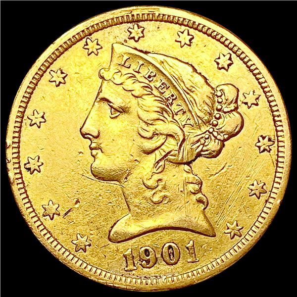 1901-S $5 Gold Half Eagle CLOSELY UNCIRCULATED