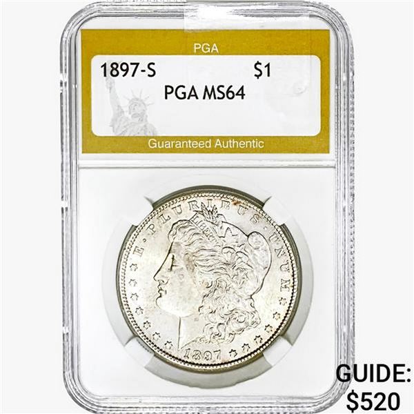 1897-S Morgan Silver Dollar PGA MS64