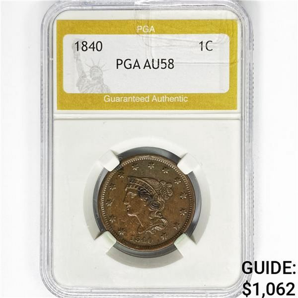 1840 Large Cent PGA AU58