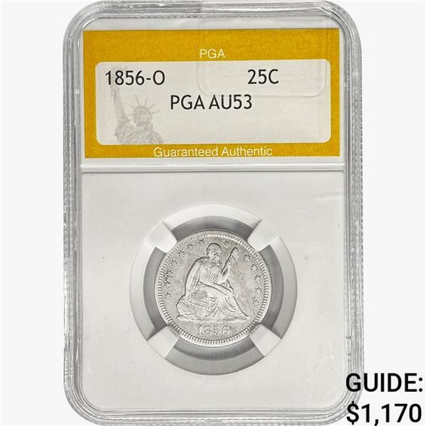 1856-O Seated Liberty Quarter PGA AU53