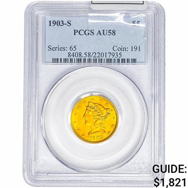 1903-S $5 Gold Half Eagle PCGS AU58