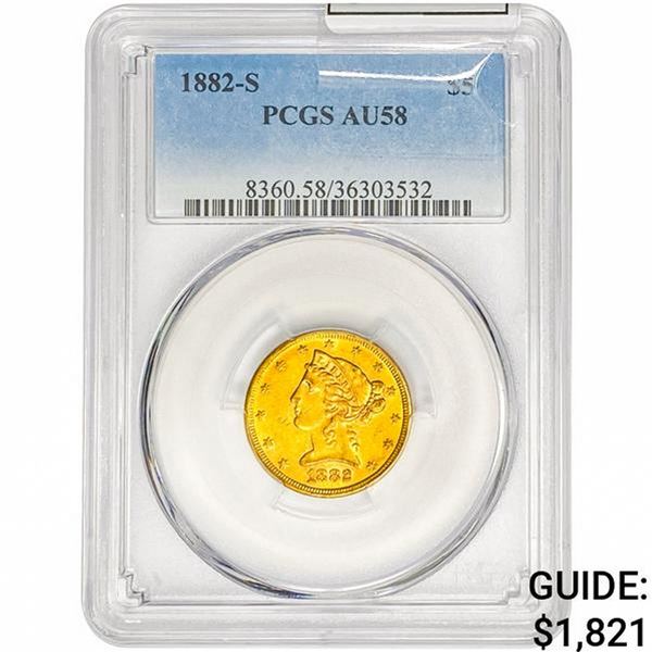 1882-S $5 Gold Half Eagle PCGS AU58