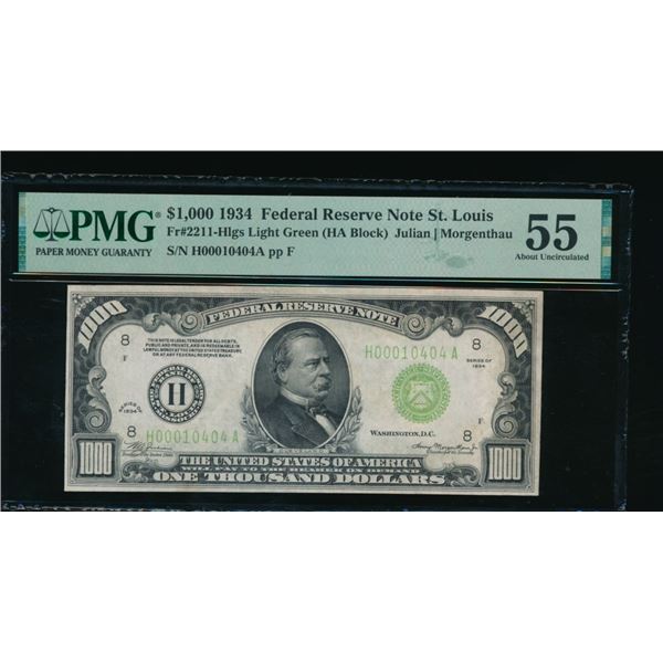 1934 $1000 St Louis FRN PMG 55