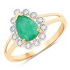 14KT Yellow Gold 1.22ctw Zambian Emerald and White Diamond Ring