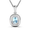 Image 2 : 14KT White Gold 0.96ct Aquamarine and Diamond Pendant with Chain