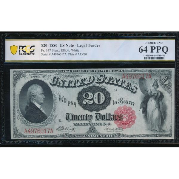 1880 $20 Legal Tender Note PCGS 64PPQ