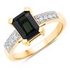 Image 2 : 14KT Yellow Gold 1.91ctw Green Tourmaline and White Diamond Ring
