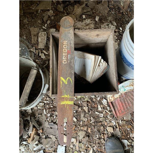 Oregon bar, clock, jars, pails, books