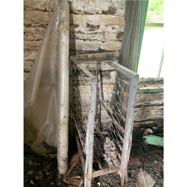 3- Old beds & wood box c/w books, magazines