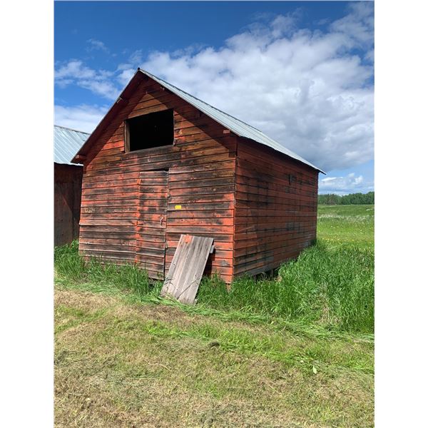 12 ft x 14 ft Grainary, red c/w metal clad roof