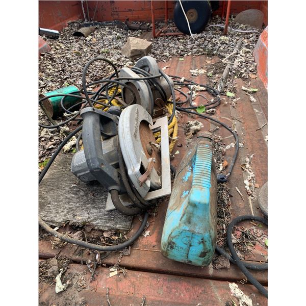 Old gas compressor, 2- skill saws & generator