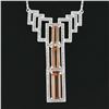 Image 3 : 18k White Gold 9.9 ctw GIA Imperial Topaz & Diamond 16" Geometric Pendant Neckla