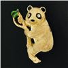 Image 2 : 18K Gold Diamond Green Black Enamel Detailed Textured Climbing Panda Brooch Pin