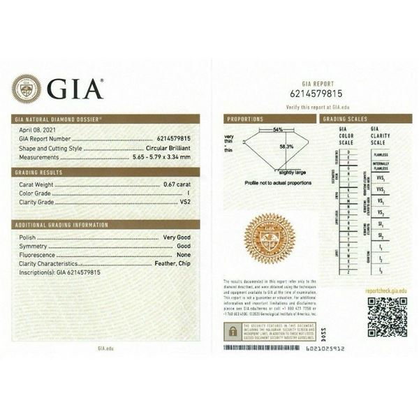 Tiffany & Co. Palladium 0.67 ctw GIA Diamond Solitaire Open Sides Engagement Rin