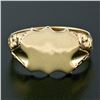 Image 2 : Men's Vintage 14K Yellow Gold Engraveable Shield Center Etched Shank Signet Ring