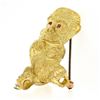 Image 5 : 18K Yellow Gold Ruby & Diamond Detailed Textured Baby Gorilla Monkey Brooch Pin