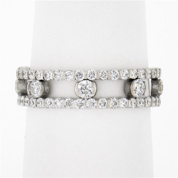 18k White Gold 1.44 ctw Round Brilliant Diamond Open Center Eternity Band Ring