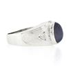 Image 5 : Mens Vintage 14K White Gold Bezel Star Sapphire & Diamond Florentine Finish Ring
