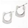 Image 4 : Unique Italian 14K White Gold Puffed Geometric High Polished Snap Huggie Earring