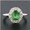 Image 2 : NEW Classic 18K TT Gold 2.11 ctw Oval Emerald Solitaire w/ Round Diamond Halo Ri