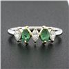 Image 2 : NEW 18K TT Gold 0.66 ctw Marquise Prong Diamond & Emerald Five 5 Stone Band Ring