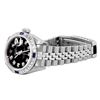 Image 4 : Rolex Ladies Stainless Steel Black Diamond and Sapphire Bezel Date Watch With Ro