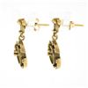 Image 3 : Vintage Victorian Revival 14k Yellow Gold Floral Open Work Drop Dangle Earrings