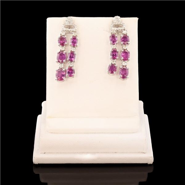 4.85 ctw UNHEATED Purple Pink Kashmir Sapphire and 0.52 ctw Diamond Platinum Ear