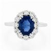 Image 4 : NEW 18k White Gold 3.39 ctw SSEF Oval Sapphire & Diamond Halo Engagement Ring